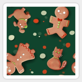 Gingerbread shaped family for Christmas stuff Sticker